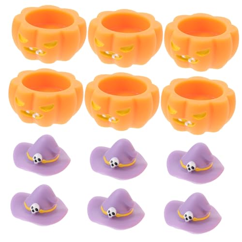 Warmhm 12 Stück Teiliges Halloween Deko Miniatur Kürbis Candy Box und Hexenhut aus Resin Kleine Tischdekoration Leicht Handlich als Fotorequisite und für Party und Dollhouse von Warmhm