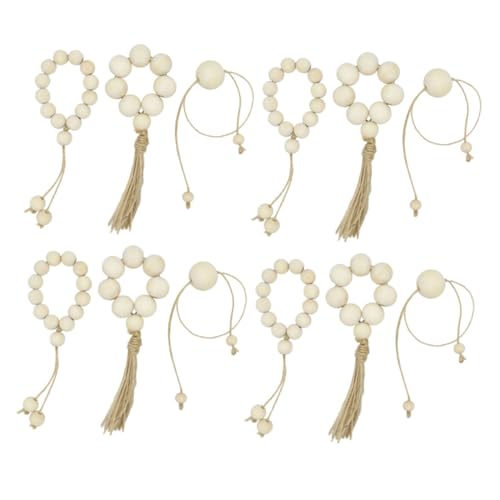 Warmhm 12 Stück Teiliges Natürliche Holzperlen serviettenringe Handgefertigt Beige Rustikale Tischdekoration für Hochzeit Party und Zuhause Wiederverwendbar Einfache Reinigung Ländlicher von Warmhm