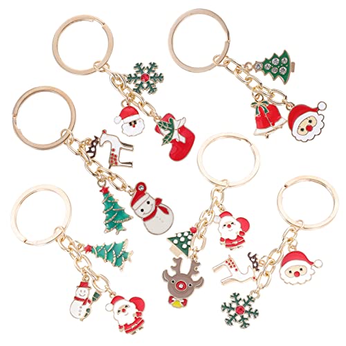 Warmhm 12 Stk Weihnachts-Schlüsselanhänger Schlüsselanhänger für Schlüssel Weihnachts-Schneemann-Schlüsselring Geldbörsen Weihnachts-Elch-Schlüsselanhänger Schlüssel hängende Verzierung von Warmhm
