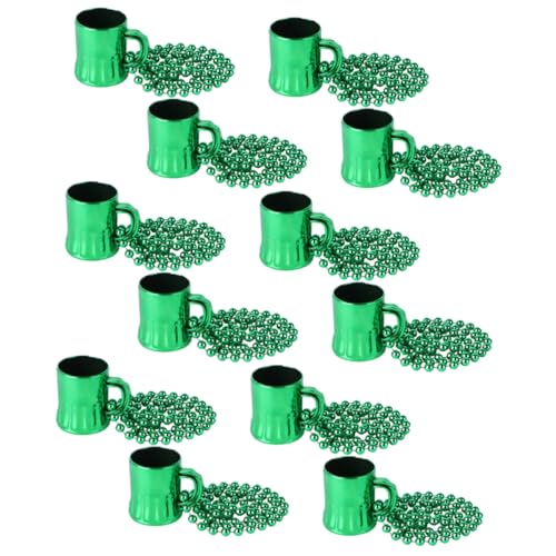 Warmhm 12 Stück grünes Weinglas st. Patricks Day Accessoires Festival-Halskette st. Patricks Day Halskette St Patrick's Day Halskette Festivaldekor st. Patricks Day Ornament Plastik Green von Warmhm