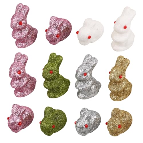 Warmhm 12pcs Osterhasen Figuren Mini Schaum Tierdorf Sprudeln Kaninchen Herzstück Für Frühlingshäuser Garten Holiday Tabletop Küchentischregal von Warmhm