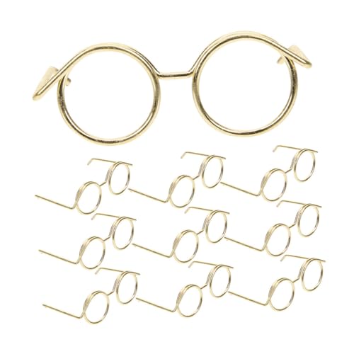 Warmhm 15 Stück Mini-Brillenspielzeug Zubehör Herstellung enthalten Puppe Draht Cosplay-Brillen Geburtstagsbrille Miniatur-Brillen-Requisiten kleine Sonnenbrille zum Basteln Metall Golden von Warmhm