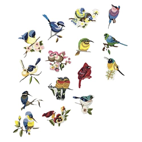 Warmhm 15 Stück Teiliges Vogel Aufnäher Aufnähen Bestickte Applikationen für Kleidung Taschen DIY Bastelbedarf Einfache Fixierung Vielseitige Dekoration für Shirts Jacken Kissen Vorhänge von Warmhm