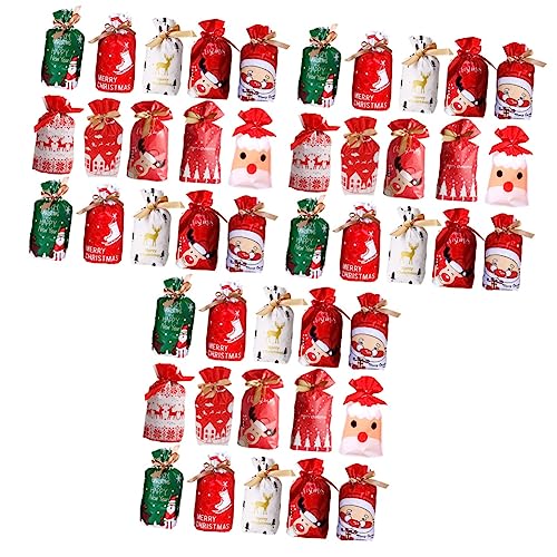 Warmhm 150 Stk Weihnachtsessen-tasche Weihnachtstüten Weihnachtsgeschenktüten Mit Kordelzug Urlaub Süßigkeitentüten Weihnachtsgeschenktüte Mit Süßigkeiten Plastik Weihnachten Packsack von Warmhm