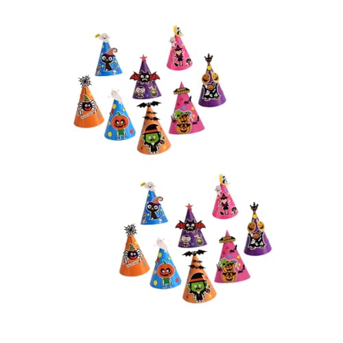 Warmhm 16 Stk Ornamente für Kinder Halloween-Cosplay-Hüte Ornament für Kinder Halloween-Kunsthandwerk für Kinder Halloween-Hüte Halloween-Hut Halloween-Kostümhut Papierhut von Warmhm