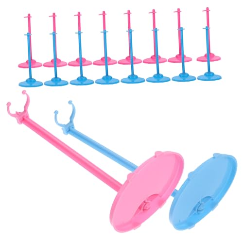 Warmhm 18 Stück Teiliges Puppenständer aus Kunststoff Verstellbare Doll Display Halterung für Große Puppen Stabil und Tragbar für Puppenhaus und Regal in Blau und Pink von Warmhm