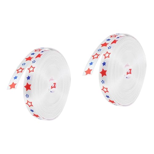 Warmhm 2 Rollen Patriotisches Independence Day Band Geschenkband DIY Dekoration Verschleißfest Farbecht Amerikanisches Nationalfeiertag Party Accessoire von Warmhm