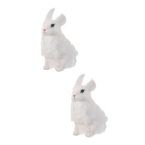 Warmhm 2 STK Simulation Kaninchen Spielzeug Prop Kaninchen Weiß Schreibtisch Kunststoff von Warmhm