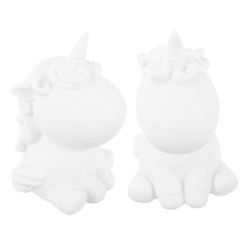 Warmhm 2 Sätze Einhorn-Puppen Kinderhandwerk DIY Einhorn Zeichnen Mädchen Einhorn Einhorn- -DIY-Figuren Unicorn Painting DIY Plastik Weiß 2 Stück * 2 von Warmhm