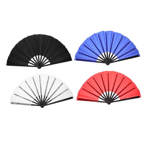 Warmhm 2 Stück Großer Faltbarer Chinesischer Handfächer Stofffächer für Tai Chi Tanz Bühnenauftritte Cosplay Rave Festival Schwarz Rot Teiliges Warmhm 2 Stück Großer Faltbarer Chinesischer Handfächer Stofffächer für Tai Chi Tanz Bühnenauftritte Cosplay Rave Festival Schwarz Rot Teiliges von Warmhm