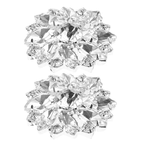 Warmhm 2 Stück Metallknöpfe mit Strass für DIY Näharbeiten Abnehmbare Runde Wasser Schuhclips Bastelverzierung für Hochzeiten Partys und Modeaccessoires von Warmhm