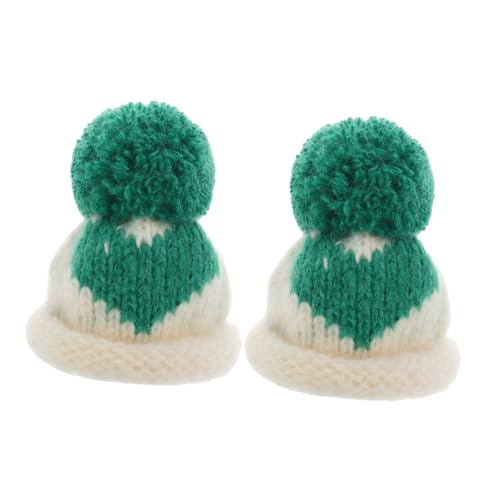 Warmhm 2 Stück Mini-strickmütze Puppenhüte Puppenhutzubehör Kleine Strickmützen Baum Urlaub Flasche Ornament Miniatur Wein Wolle DIY Strickmützen Winzig Weihnachtsdeko-hüte Stricken von Warmhm