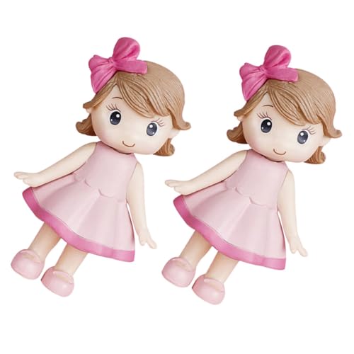 Warmhm 2 Stück Rosa Schleife Mädchen Ornament Kuchen Tischplatte Mädchen Puppendekorationen Landschaftsbau Miniaturen Miniatur Mädchen Miniaturen Puppe Polymer Clay von Warmhm