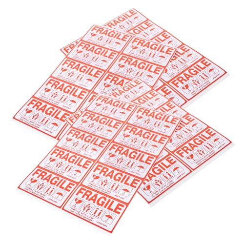 Warmhm 20 Blatt Rote Selbstklebende Warnaufkleber Zerbrechlich Versandetiketten Starke Haftung für Kartons Paletten Beutel Geeignet für Verpackung und Versand Empfindlicher von Warmhm