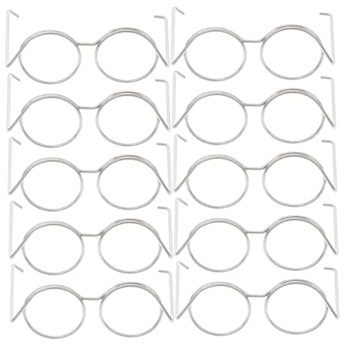Warmhm 20 Stück Mini -Brillenzubehör Puppe Mini-Spielzeugbrille Miniatur Party Sonnenbrille spielzeuge tun so, als ob sie eine Brille hätten Mini-Gläser zum Basteln Metall Silber von Warmhm