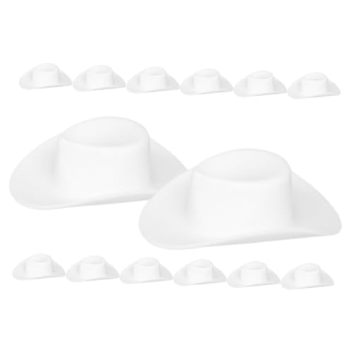 Warmhm 20 Stück Mini-Cowboyhut ausgestopft klein Miniatur Bausatz doll Accessories Puppen Accessoires Puppenhut für DIY austauschbare Puppenhüte Hut für Puppen Plastik Weiß von Warmhm