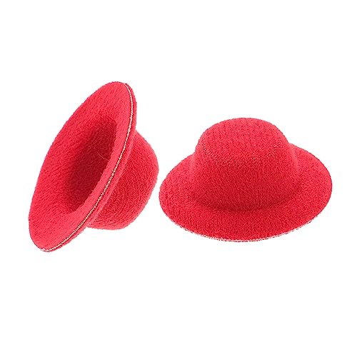 Warmhm 20 Stück Mini-Hut für kinderspielzeug Spielzeughut weihnachen spielzeuge für Kleiner Hut Puppenhüte Miniaturhut Miniaturhüte zum Basteln Stoff rot von Warmhm