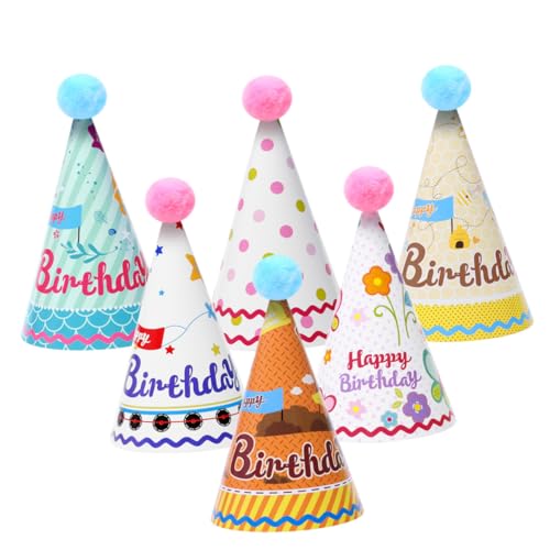 Warmhm 20St Partyhut für Kinder Geburtstagskronenhüte Geburtstagsparty-Hut Partyhüte für Kinder Dekor Blitz Geburtstagshut Füllstoff Bommel Baby Kegel Hut von Warmhm