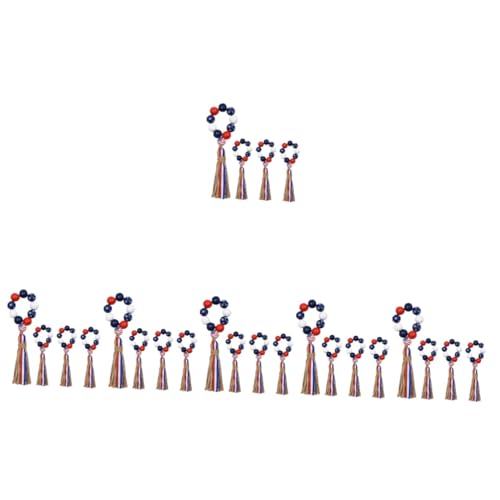 Warmhm 24 Stck. Teiliges Holzperlen Serviettenringe mit Tassel Independence Day Tischdeko Natürliche Napkin Holder für Partys Bankette Familienessen Vielseitig als Flaschen und Blumen von Warmhm