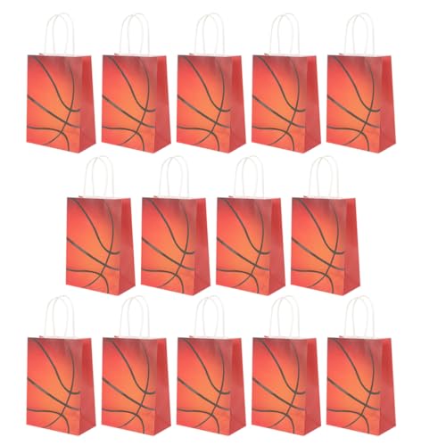 Warmhm 24 Stück Basketball Geschenktüten mit Griffen für Basketball Partys Geschenktüten für Süßigkeitentaschen und Dekorationen Robuste und Vielseitige Geschenkverpackungen von Warmhm