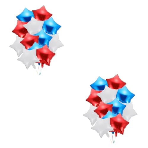 Warmhm 24 Stück Teiliges Rot Weiß Blau Folienballon Sternform für Unabhängigkeitstag Partydekoration Fotorequisiten Langlebig und Vielseitig für Innen und Außenbereiche von Warmhm