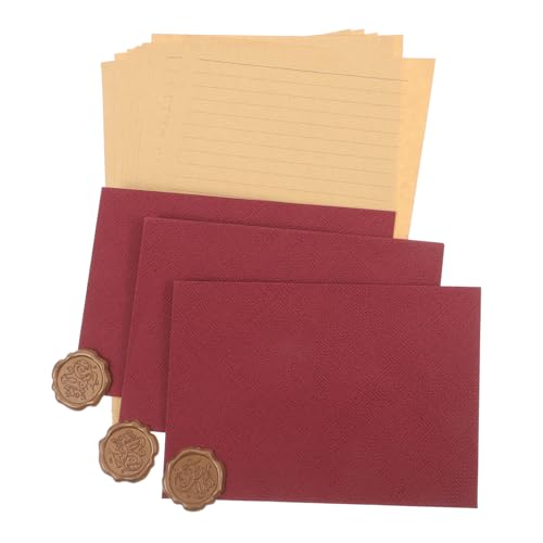 Warmhm 2Sätze Briefumschläge mit Briefpapier Edle Umschläge im Westernstil Rote Umschläge Kraftpapier Notizblätter Geschenkverpackung für Besondere Anlässe Einladungen von Warmhm