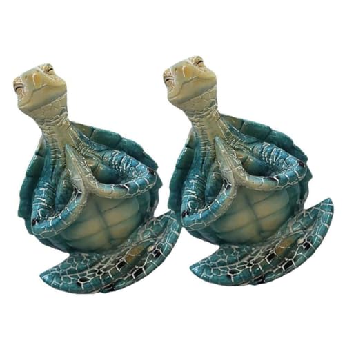 Warmhm 2St Schildkrötenhandwerk aus Harz Gartenschildkröten-Dekor Spielzeug für Kinder kinderspielzeug Skulptur eine Armatur dekorativen schmücken Schildkröte Harzverzierung Yoga Tier von Warmhm