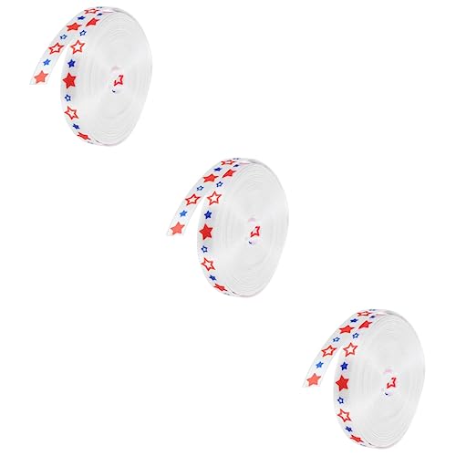 Warmhm 3 Rollen Patriotic Ribbon mit Fünf Sterne Muster DIY Geschenkband Langlebiges Amerika Themenband für Unabhängigkeitstag Dekoration Vielseitig Zuschneidbar Festliche Bastelband von Warmhm