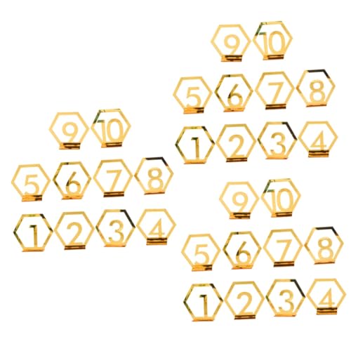 Warmhm 3 Sätze Digitales Tischnummernschild Hochzeit Name Sitzplätze Party Tischschilder Tabellennummer Steht Zahlen Für Tabellen Table -numper -hause Acryl Golden 10 Stück * 3 von Warmhm