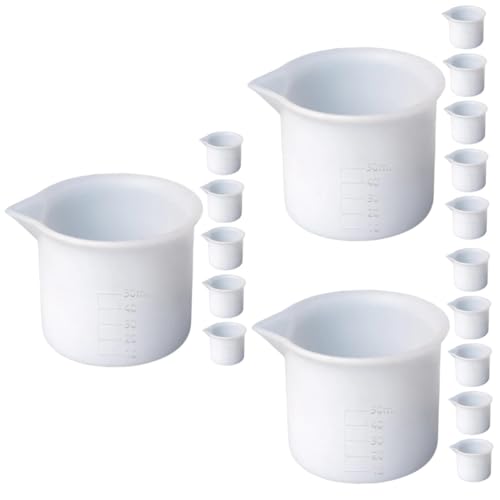 Warmhm 3 Sätze Silikon Messbecher Teiliges Präzise Abgestufte Mischbecher Für Epoxidharz Für Diy Handarbeiten Farben Und Kreative Projekte 6 Stück * 3 von Warmhm