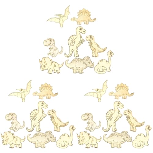 Warmhm 3 Sätze Teiliges Unlackierte Dinosaurier Holzstücke Diy Graffiti Holzslices Für Kreative Bastelprojekte Für 8 Stück * 3 von Warmhm