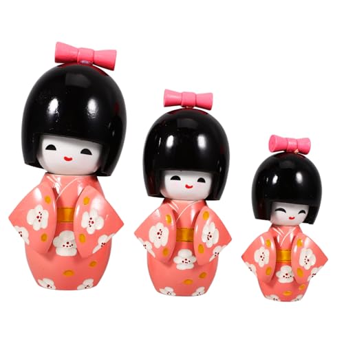 Warmhm 3 Stück Cartoon Holz Kimono Handwerk Tischdekoration Japanische Kimono Puppe Ornament Warmhm 3 Stück Cartoon Holz Kimono Handwerk Tischdekoration Japanische Kimono Puppe Ornament von Warmhm