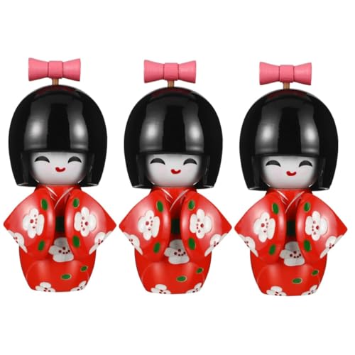 Warmhm 3 Stück Japanische Kimono Puppe Holzfigur Fein Geschnitzt Handbemalt Tischdekoration Japanisches Kunsthandwerk für Freunde Traditionelle Wohnkultur Warmhm 3 Stück Japanische Kimono Puppe Holzfigur Fein Geschnitzt Handbemalt Tischdekoration Japanisches Kunsthandwerk für Freunde Traditionelle Wohnkultur von Warmhm