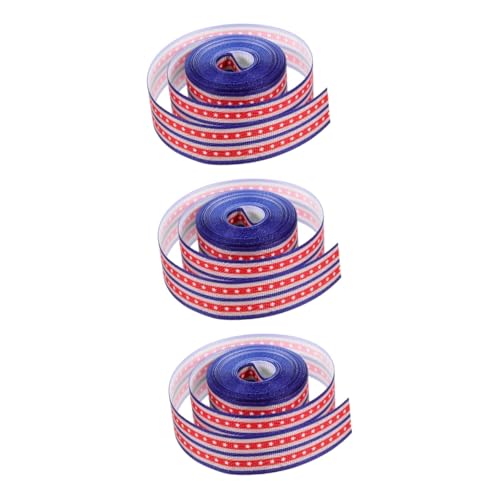 Warmhm 3 Stück Patriotisches Dekorationsband Unabhängigkeitstag Schleifenband Polyester Geschenkband Muster Breit für DIY Geschenkverpackung und Blumenarrangements von Warmhm