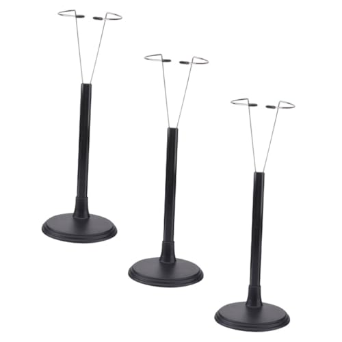 Warmhm 3 Stück Puppenbestand Puppenregal Babypuppen Klein Puppenständer Halter Steht Puppen Für Mädchen Zubehör Für Den Puppenladen Figurenständer PVC Black von Warmhm