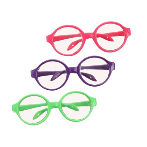 Warmhm 3 Stück Puppenbrille Minipuppen-kostümbrille Mädchen Doll Brille Puppe Putzbrille Seltsam Puppe Mit Brille Puppe Puppengläser Dekore Funkeln Plastik von Warmhm