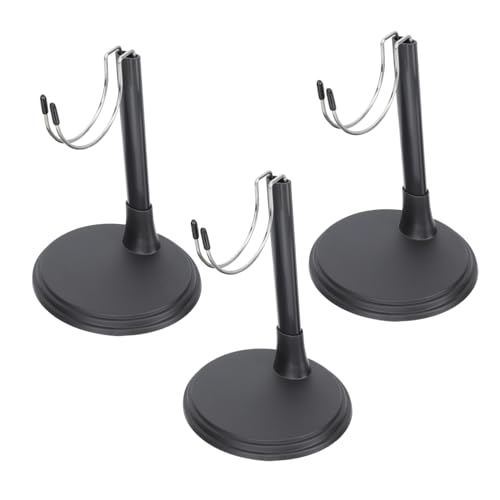 Warmhm 3 Stück Puppenständer Figure Stand doll Accessories Spielzeugaufbewahrung Figurenständer Puppenaufsteller Zubehör Halter Kinderpuppen Puppenregale Puppenbasis Plastik Black von Warmhm