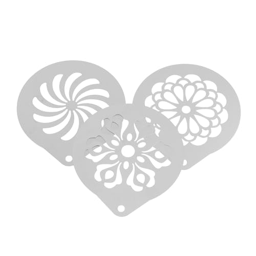 Warmhm 3 Stück Teiliges Set Kaffeeschablonen für Latte Art Milchaufschäum Schablonen Cappuccino Dekorieren Kakaopulver Streuvorlagen für Kaffee Kuchen DIY Backen von Warmhm