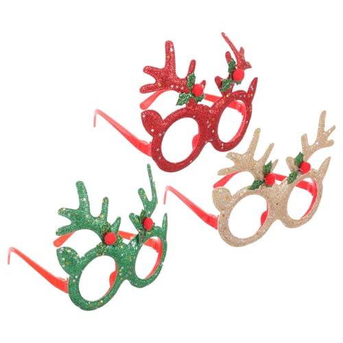 Warmhm 3 Stück Teiliges Weihnachtsbrillen Leichtem Strapazierfähigem Material Kreative Party Foto Requisiten für Erwachsene und Rote und Champagnerfarbene Brillenfassungen für von Warmhm