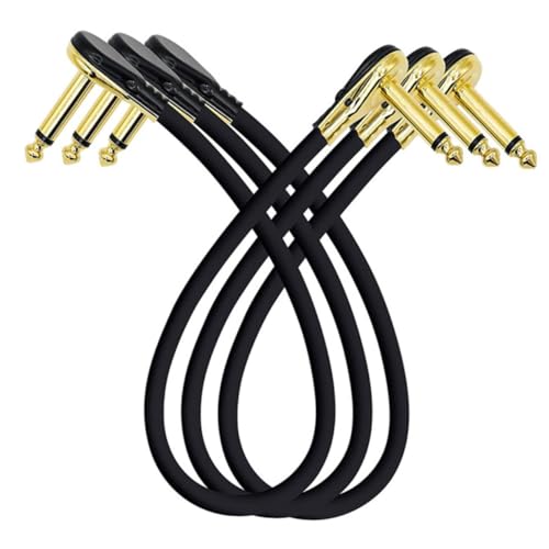 Warmhm 3 Stück Wirkungslinie Gitarren-patch Guitar Patch -kabel Farbig Professional Multipack Wohnung Isoliert Draht Patchkabel Für E-gitarre Flaches Patchkabel Golden Metall von Warmhm