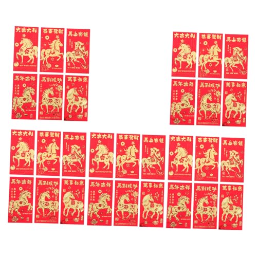 Warmhm 30 Stück Teiliges Chinesische Rote Umschläge Pferde Jahr mit Kreativer Prägung für Frühlingsfest Vielseitig Einsetzbar aus Hochwertigem für und Büro von Warmhm