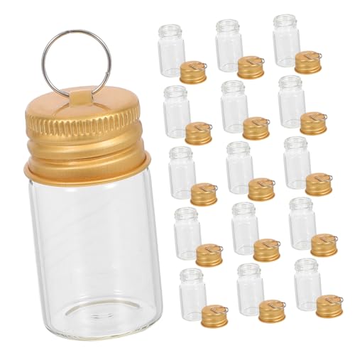 Warmhm 30 Stück Teiliges Mini Glasflaschen Schlüsselanhänger Kleine Wishing Vials Mit Golddeckel Für DIY Bastelprojekte Und Erinnerungsschmuck Leicht Und Vielseitig von Warmhm