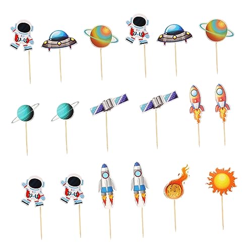 Warmhm Cupcakes 30st Astronautenkarte Kuchen Holz Platz Baby Ziehen Sie Die Flagge Geburtstagskuchen von Warmhm