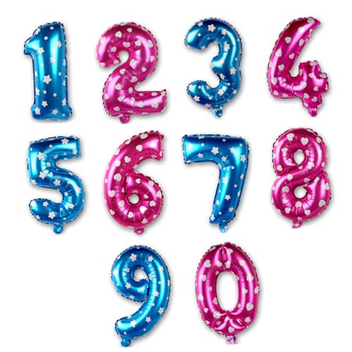 Warmhm 32 Luftballons zahlen luftballon Dekor Zahlenballons Nummernballons aus Folie Ballon mit Partynummer Geburtstag Hochzeitsnummer Ballon Anzahl schmücken einstellen Baby von Warmhm
