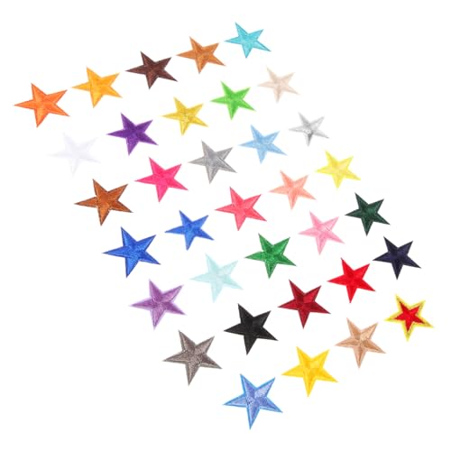 Warmhm 35 Stück Teiliges Kleine Stern Aufbügel Patches Bestickte Bügelflicken für Kleidung Reparatur und DIY Dekoration Bunte Stern Applikationen für Jeans Taschen Hüte und von Warmhm