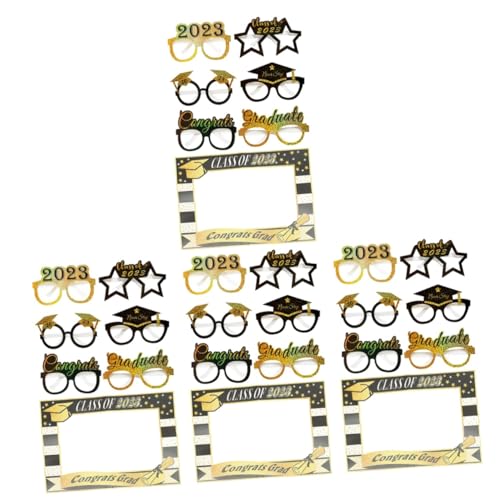 Warmhm 4 Sätze Abschlusspapierbrille Glückwunsch Grad Gold Dekorationen Party- Und Party-fotobrillen Rahmen Requisiten Für Die Fotokabine Der Schule Geformt Abschluss Requisiten Gläser von Warmhm