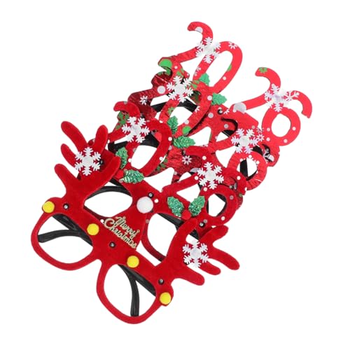 Warmhm 4 Stück LED Weihnachtsbrillen mit Rentiergeweih und Weihnachtsmannhut Glitzerrahmen Partybrillen für Neujahrsfeiern und Foto-requisiten Festliche Weihnachtsdeko von Warmhm