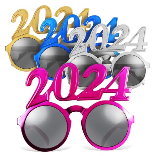 Warmhm 4 Stück Neujahrsbrillen in Gold Silber Pink Blau Leichte Partybrillen mit Lustigem Zahlen design Strapazierfähige Silvester Deko für Fotorequisiten und Abschlussfeiern Warmhm 4 Stück Neujahrsbrillen in Gold Silber Pink Blau Leichte Partybrillen mit Lustigem Zahlen design Strapazierfähige Silvester Deko für Fotorequisiten und Abschlussfeiern von Warmhm