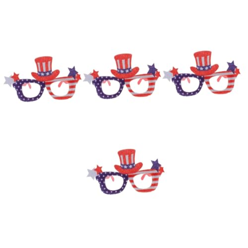 Warmhm 4 Stück Patriotische Partybrille mit Stabilem Kunststoff Lustige Cartoon Sonnenbrille für Erwachsene und Einstellungsfreie Einheitsgröße für Unabhängigkeitstag Familien und von Warmhm