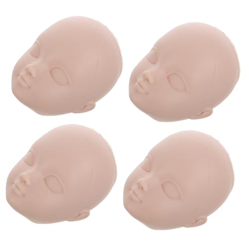 Warmhm 4 Stück Puppenteile schminkkopf Puppenkopf Puppenkollektion Puppenhairstyling Puppenmalerei Simulationskopf für Erwachsene Puppen Make-up Schaufensterpuppe Gesicht Plastik Beige von Warmhm
